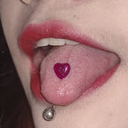 Holographic Glitter Heart Tongue Ring - Y2K Sweet & Spicy Barbell