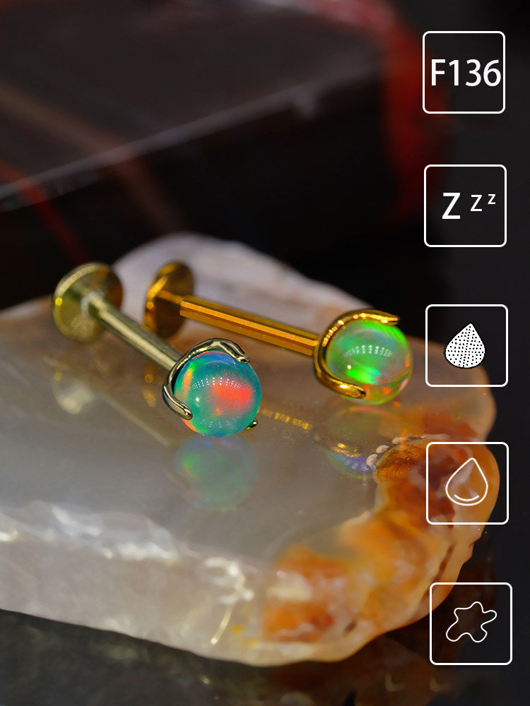 F136 Titanium Jelly 5mm Opal Internally Threaded Stud for Lip, Helix, Tragus & Cartilage