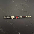 Gothic Mystic Eye Leather Bracelet - Dragon, Snake & Moth Series - Spiked Fantasy Wristband Cuff