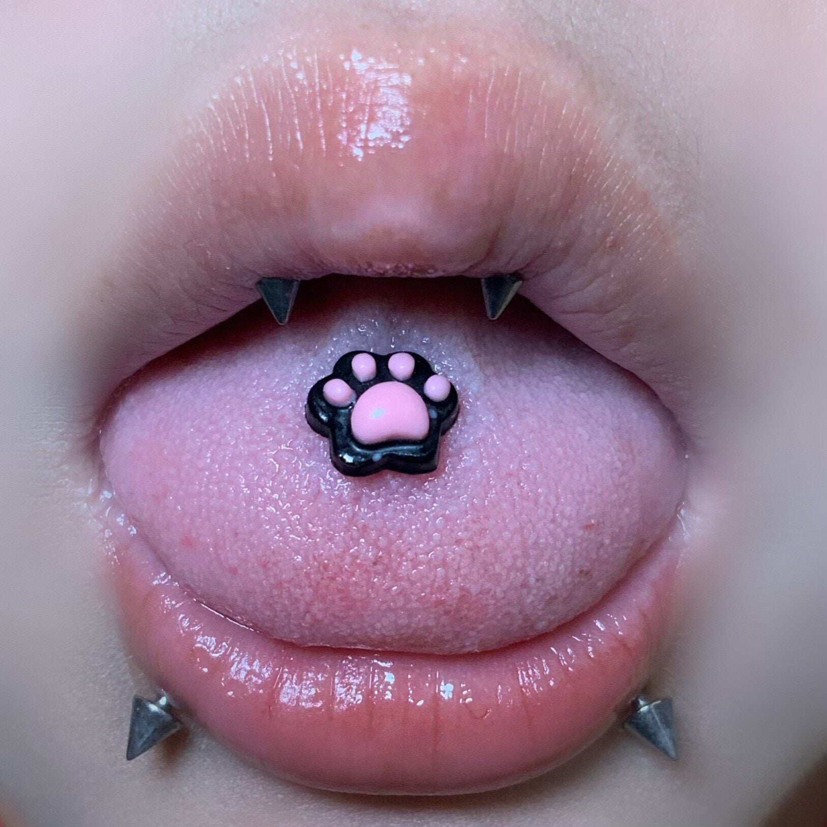 Glow-in-the-Dark Cat Paw Tongue Ring - Sweet & Edgy Barbell