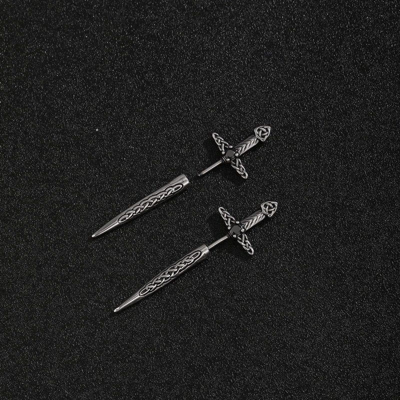 Edgy Dark Dagger Stud | 316L Surgical Steel Sword Piercing | Goth Punk Unisex Earring for Men & Women