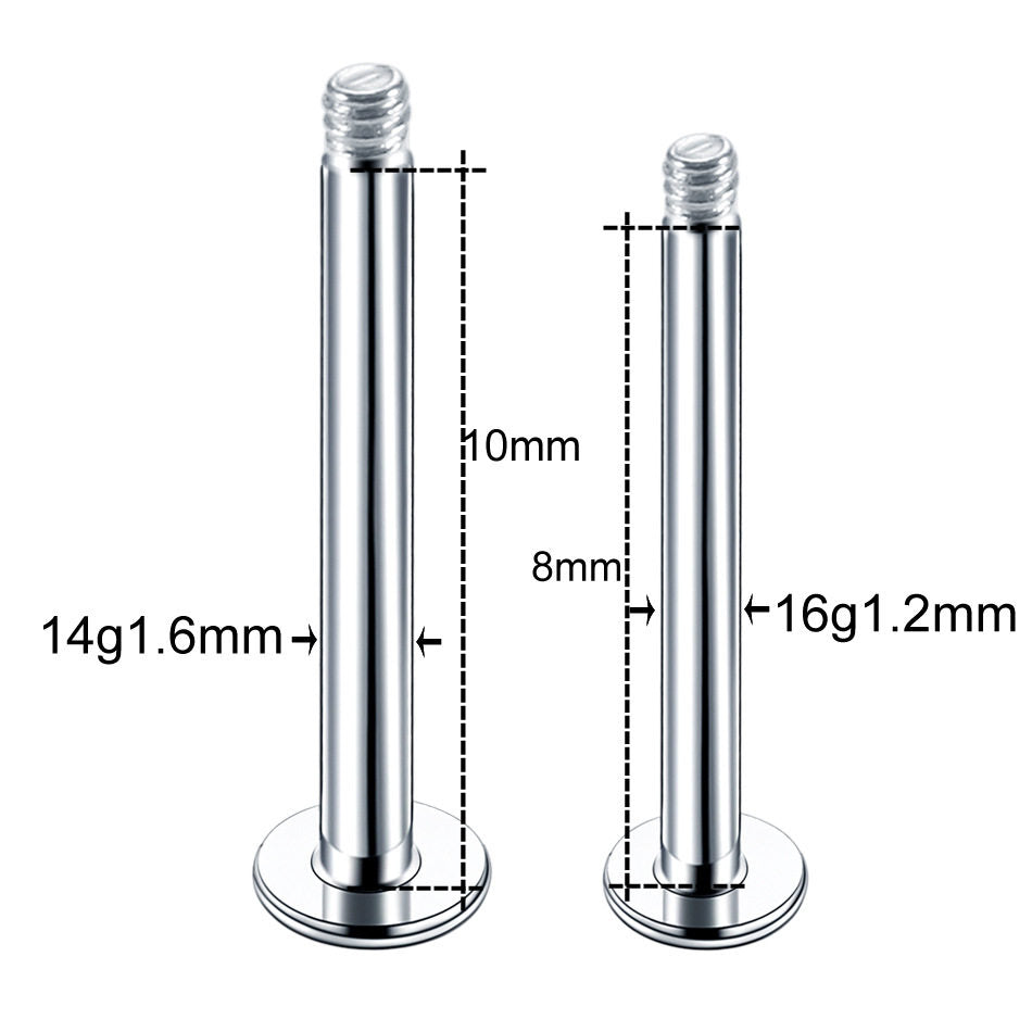 16G 18G Titanium Externally Threaded Replacement Bar | Flat Back Labret Post for Lip & Cartilage