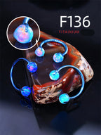 ASTM F136 Titanium Aurora Jelly Opal Circular Barbell - Internally Threaded Septum &Cartilage& Lip Ring