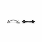 2Pcs Surgical Steel Curved Barbell | Spike & Ball Eyebrow Ring, Rook & Lip Piercing Jewelry