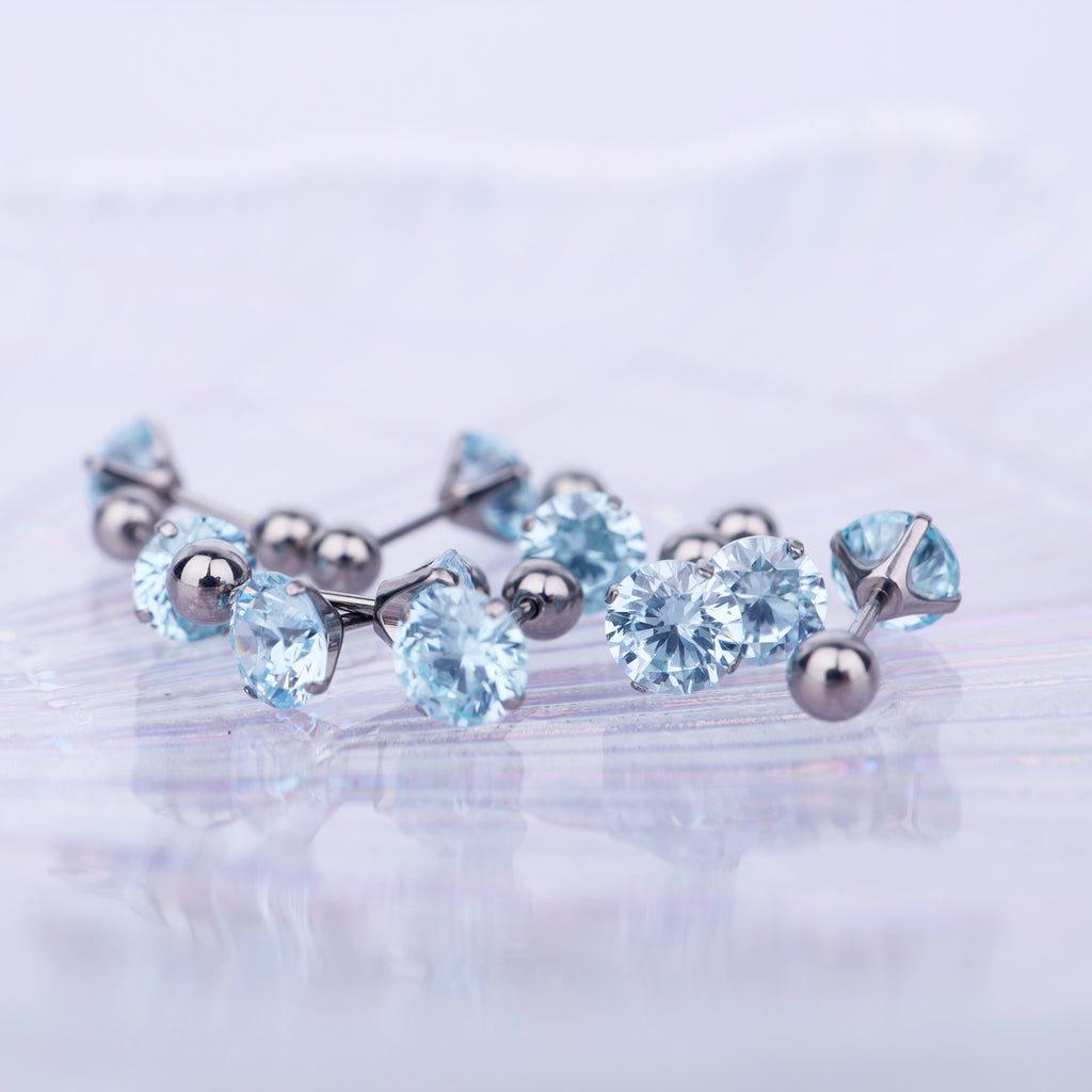 Titanium Brilliant CZ Statement Stud | Unique High-Sparkle Earring