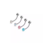 ASTM F136 Titanium Full CZ Curved Barbell - Internally Threaded Eyebrow & Rook Ring