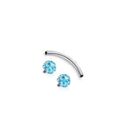 ASTM F136 Titanium Full CZ Curved Barbell - Internally Threaded Eyebrow & Rook Ring