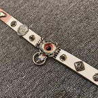 2-in-1 Pink Leather Poker Choker & Wrap Bracelet - Card Suits Charms (Heart, Spade, Diamond) - Queen of Hearts Aesthetic