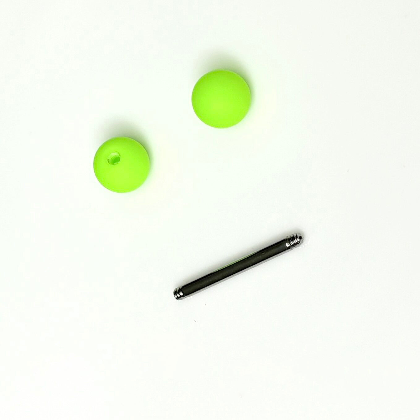 14G Neon Green Frosted Acrylic Tongue Ring | Surgical Steel Barbell | Edgy Cyber Y2K Piercing