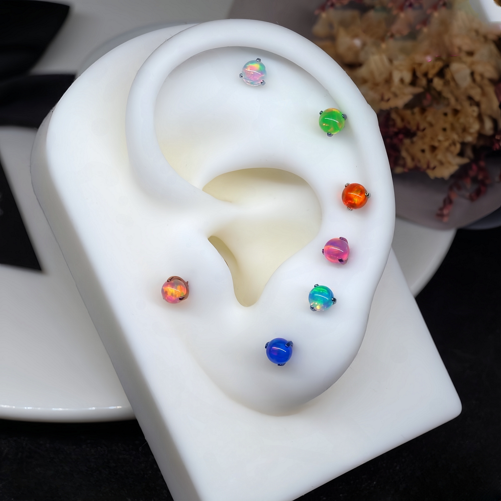 ASTM F136 Titanium Sparkling Jelly 5mm Opal Labret Stud - Cartilage & Lip Piercing