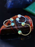 ASTM F136 Titanium Aurora Jelly Opal Circular Barbell - Internally Threaded Septum &Cartilage& Lip Ring