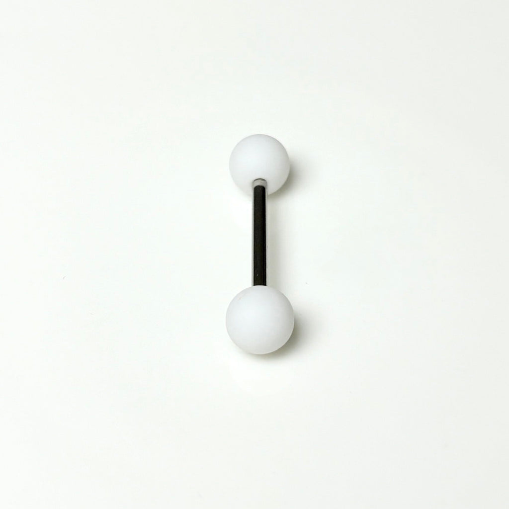 14G Neon Green Frosted Acrylic Tongue Ring | Surgical Steel Barbell | Edgy Cyber Y2K Piercing