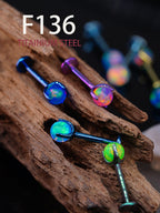 F136 Titanium Jelly 5mm Opal Internally Threaded Stud for Lip, Helix, Tragus & Cartilage
