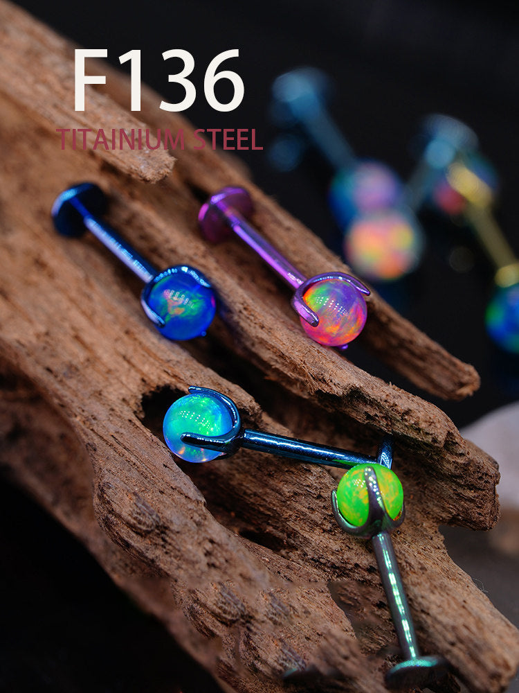 F136 Titanium Jelly 5mm Opal Internally Threaded Stud for Lip, Helix, Tragus & Cartilage
