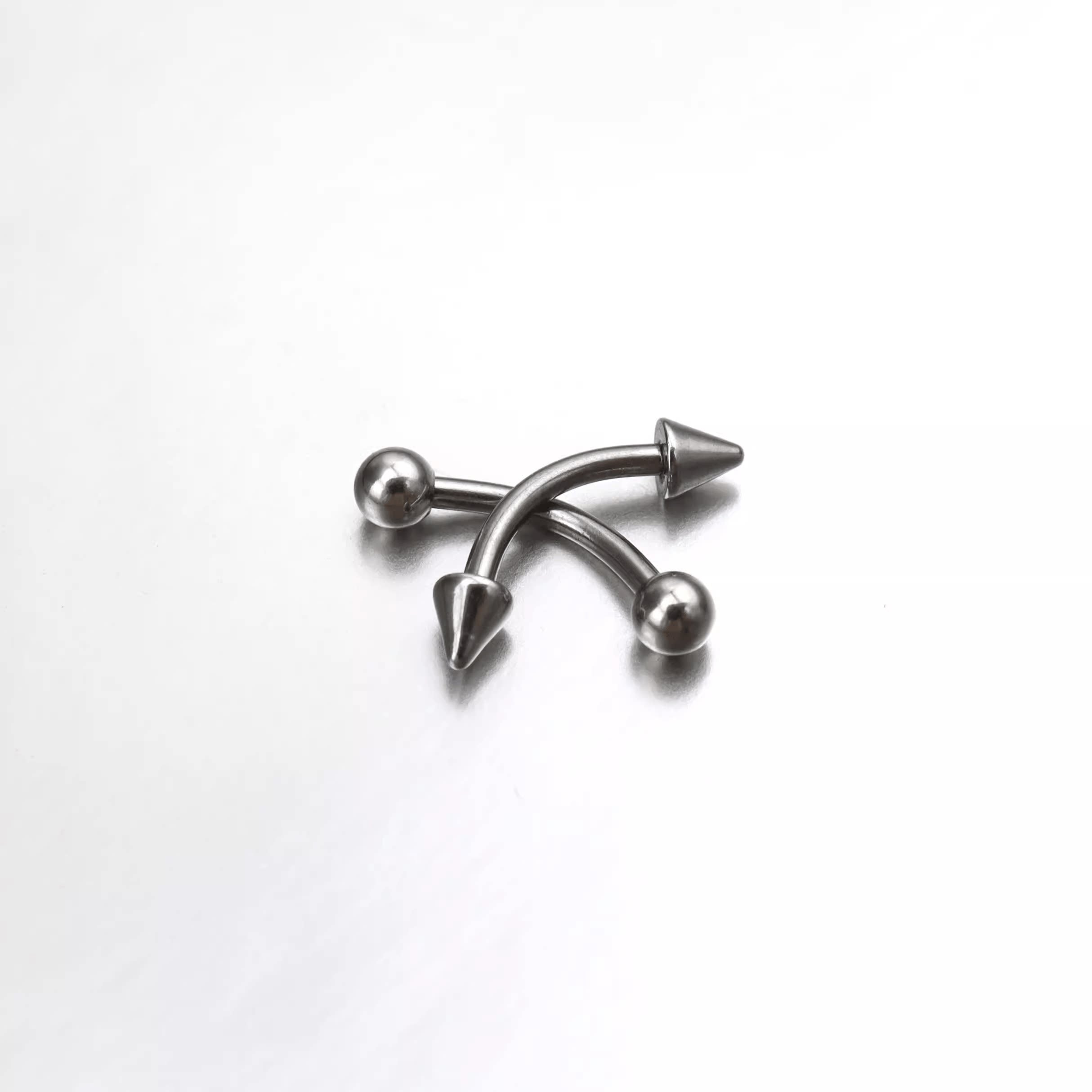 2Pcs Surgical Steel Curved Barbell | Spike & Ball Eyebrow Ring, Rook & Lip Piercing Jewelry