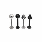 2Pcs 16G Ball & Spike Studs | Externally Threaded Surgical Steel Lip & Cartilage Piercing