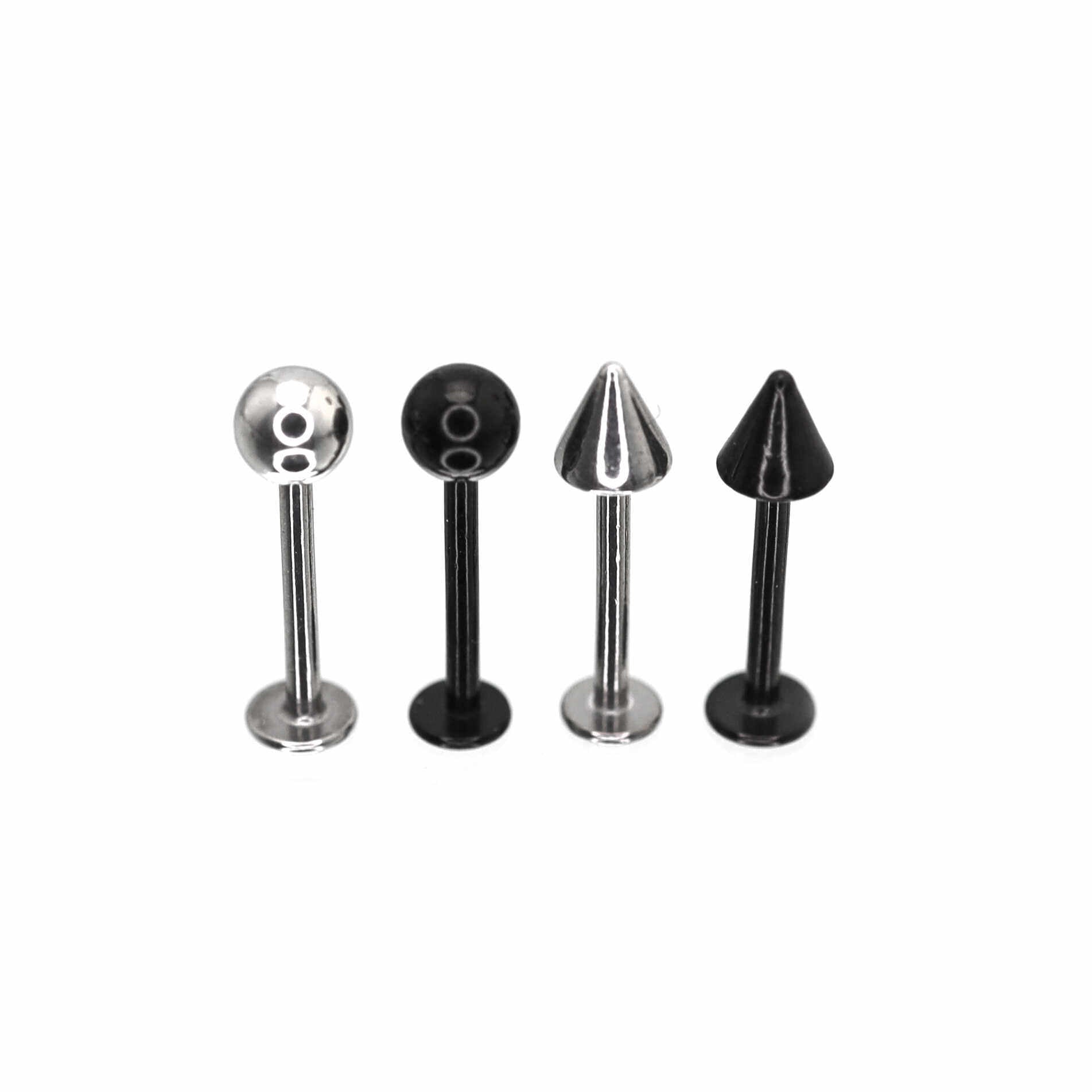 2Pcs 16G Ball & Spike Studs | Externally Threaded Surgical Steel Lip & Cartilage Piercing