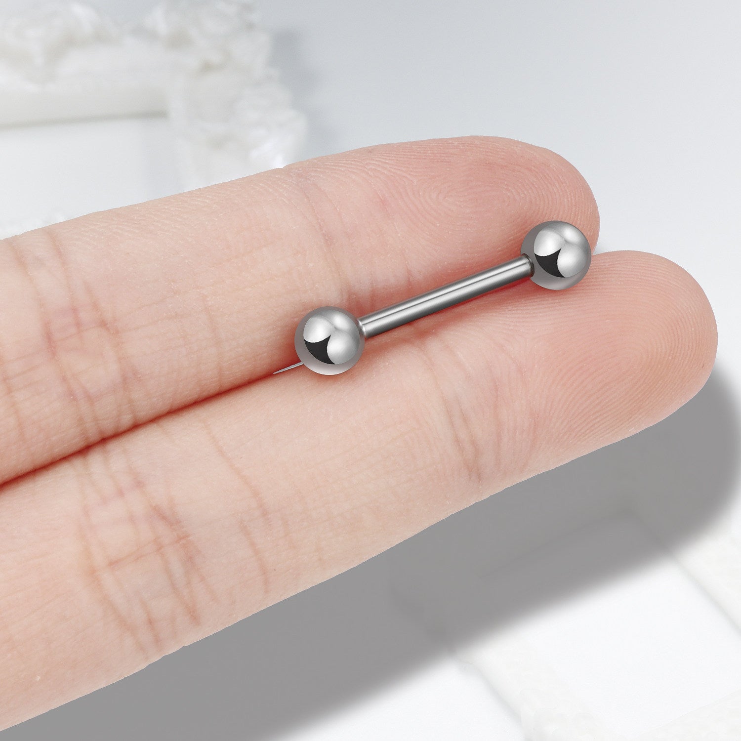 Hypoallergenic Titanium Barbell - For Tongue, Nipple & Ear Piercings