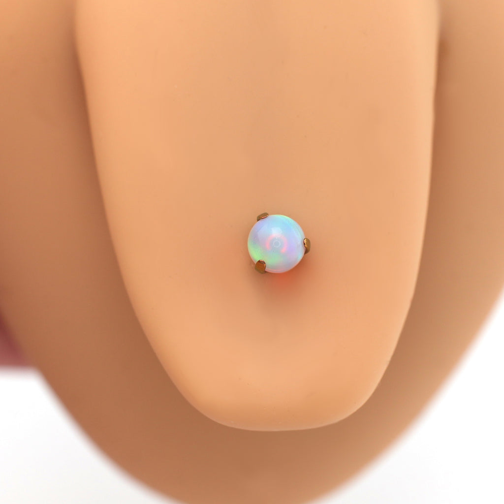 F136 Titanium Nebula Opal Tongue Ring - Internally Threaded Straight Barbell