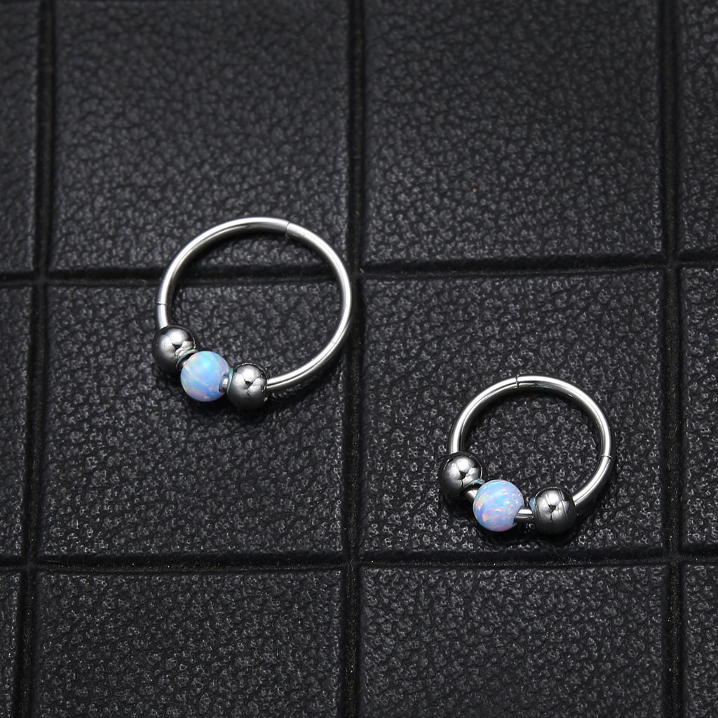 316L Surgical Steel Opal Ball Closure Ring - Septum Nose Ring Cartilage Earring