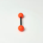 14G Neon Green Frosted Acrylic Tongue Ring | Surgical Steel Barbell | Edgy Cyber Y2K Piercing