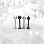 2Pcs 16G Ball & Spike Studs | Externally Threaded Surgical Steel Lip & Cartilage Piercing