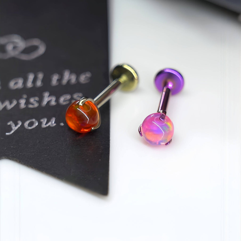 ASTM F136 Titanium Sparkling Jelly 5mm Opal Labret Stud - Cartilage & Lip Piercing
