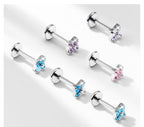 F136 Titanium Four Leaf Clover Opal Internally Threaded Flat Back Studs