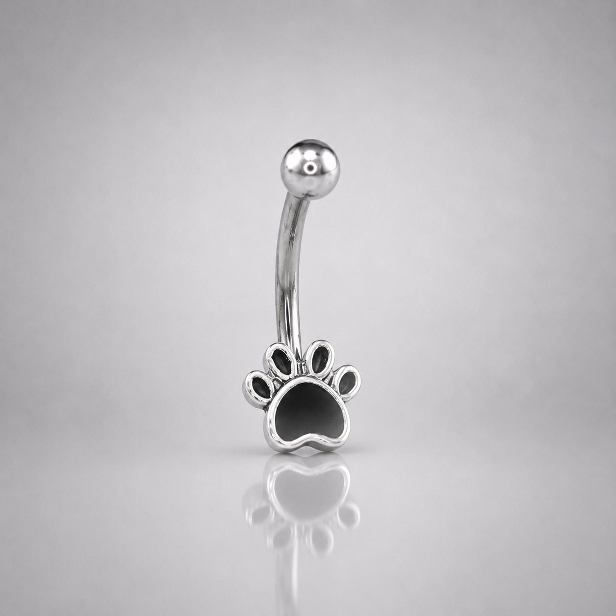 Black Epoxy Cat Paw Stainless Steel Rook Stud