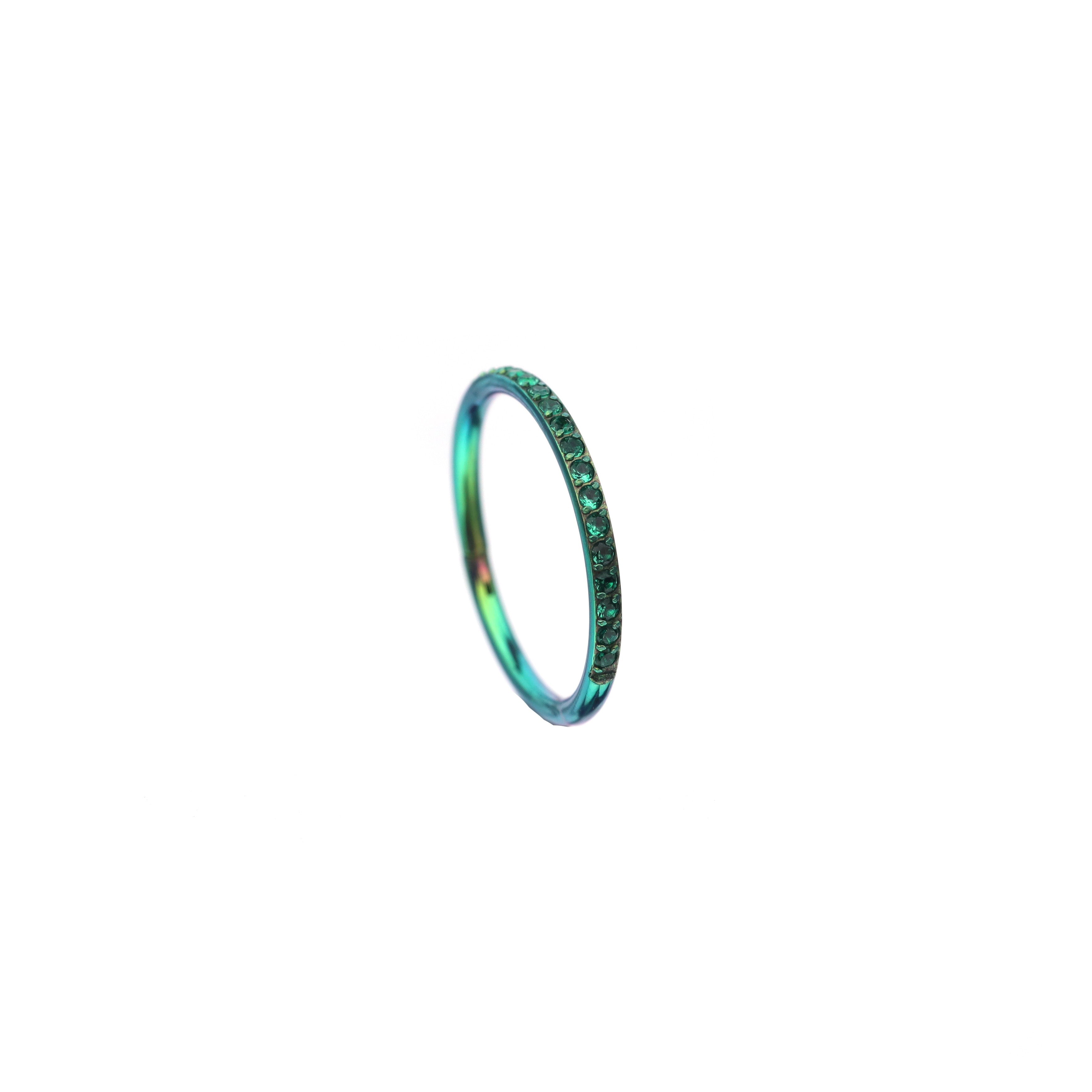 16G CZ Titanium Clicker Nose Ring - 16G CZ Titanium Clicker Nose Ring - Green / 8mm by CRUXJEWELRY