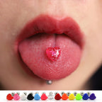 Y2K Candy Color Heart Tongue Ring - Tooth-Friendly Acrylic Barbell