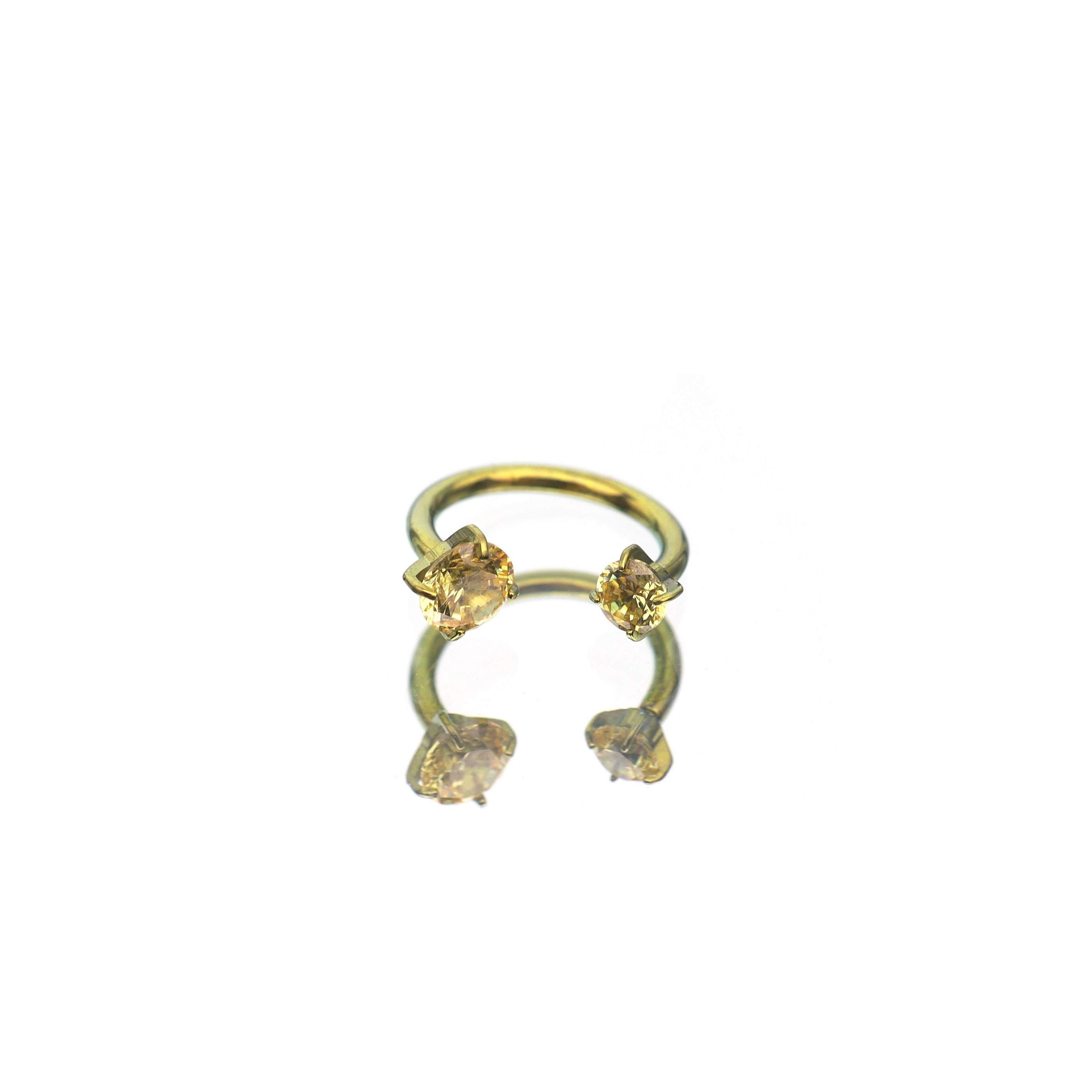 Vivid Internally Threaded CZ Titanium Horseshoe Ring - Vivid Internally Threaded CZ Titanium Horseshoe Ring - Gold / 3mm / 6mm by CRUXJEWELRY