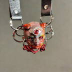Industrial Grunge "Mutant" Third Eye Doll Choker - Red Wire & Large O-Rings
