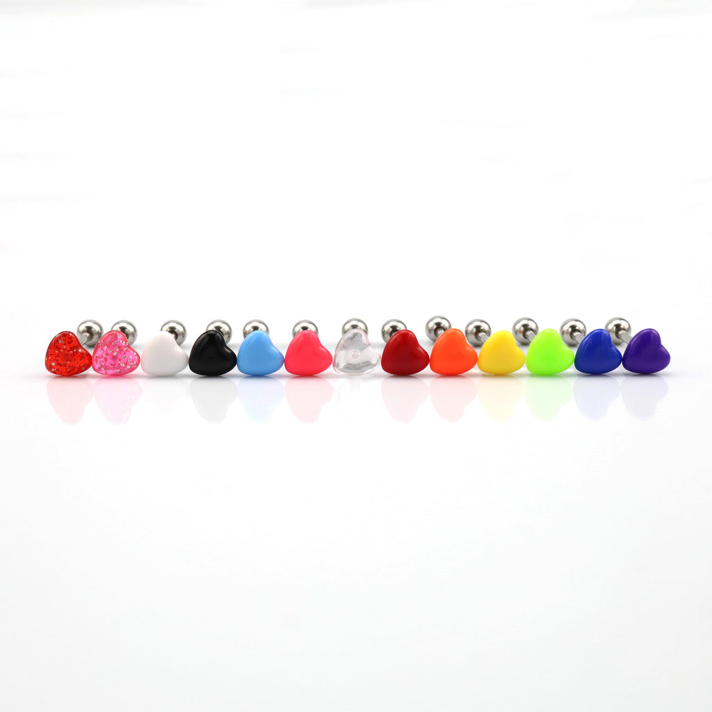 Heart-shaped Acrylic Tongue Stud - Heart-shaped Acrylic Tongue Stud - White / 12mm by CRUXJEWELRY