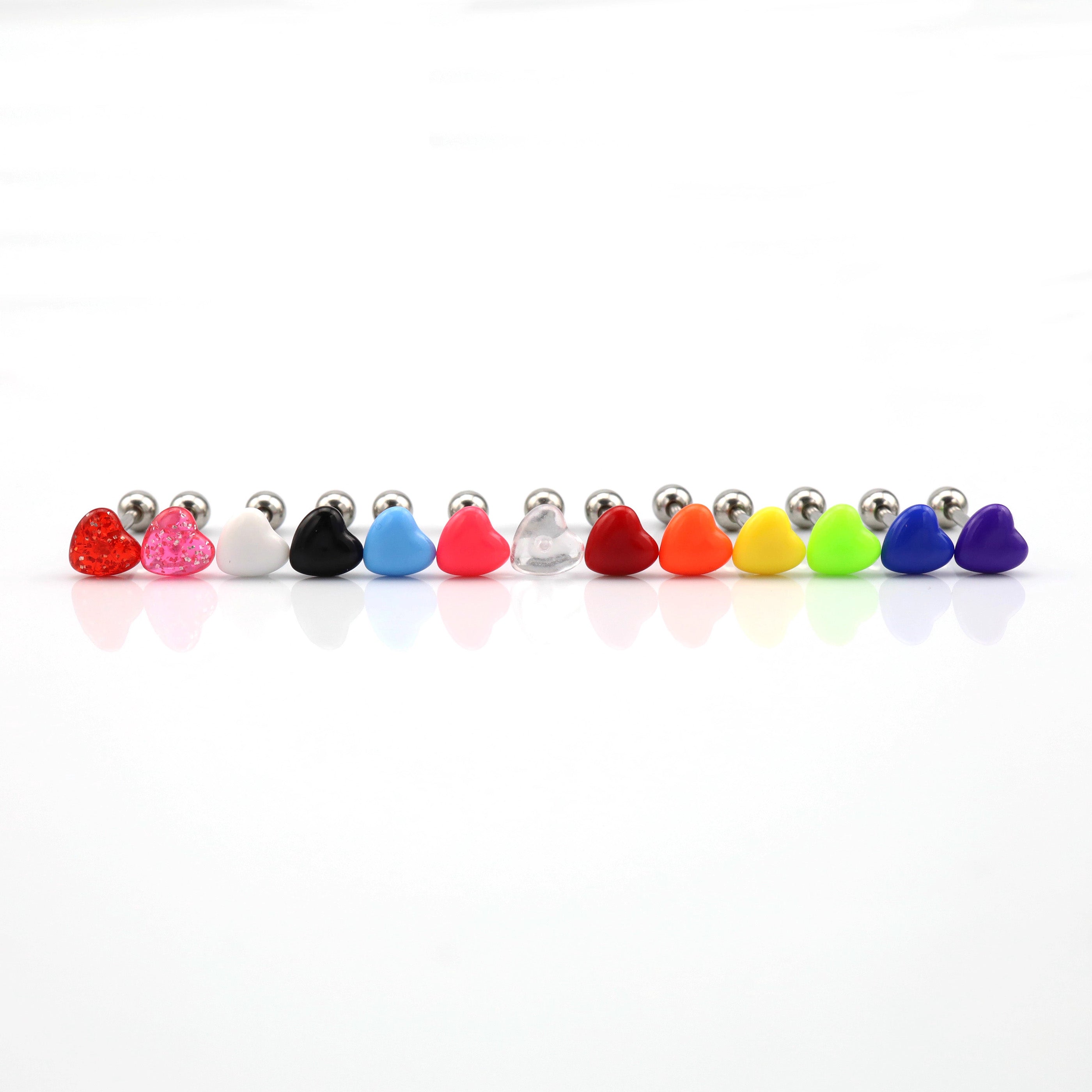 Heart-shaped Acrylic Tongue Stud - Heart-shaped Acrylic Tongue Stud - White / 12mm by CRUXJEWELRY