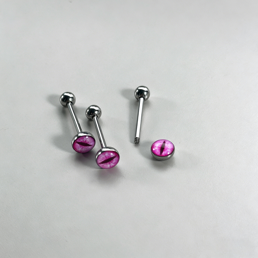 Mystic Demon Eye Titanium Tongue Ring - Internally Threaded