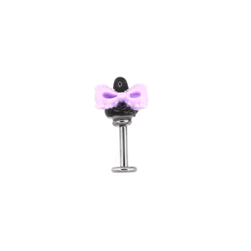 Paws & Purrs - Kawaiiiiiiii Kuromi Internally Threaded Titanium Ear Stud - Paws & Purrs - Kawaiiiiiiii Kuromi Internally Threaded Titanium Ear Stud - Bowknot / 6mm by CRUXJEWELRY