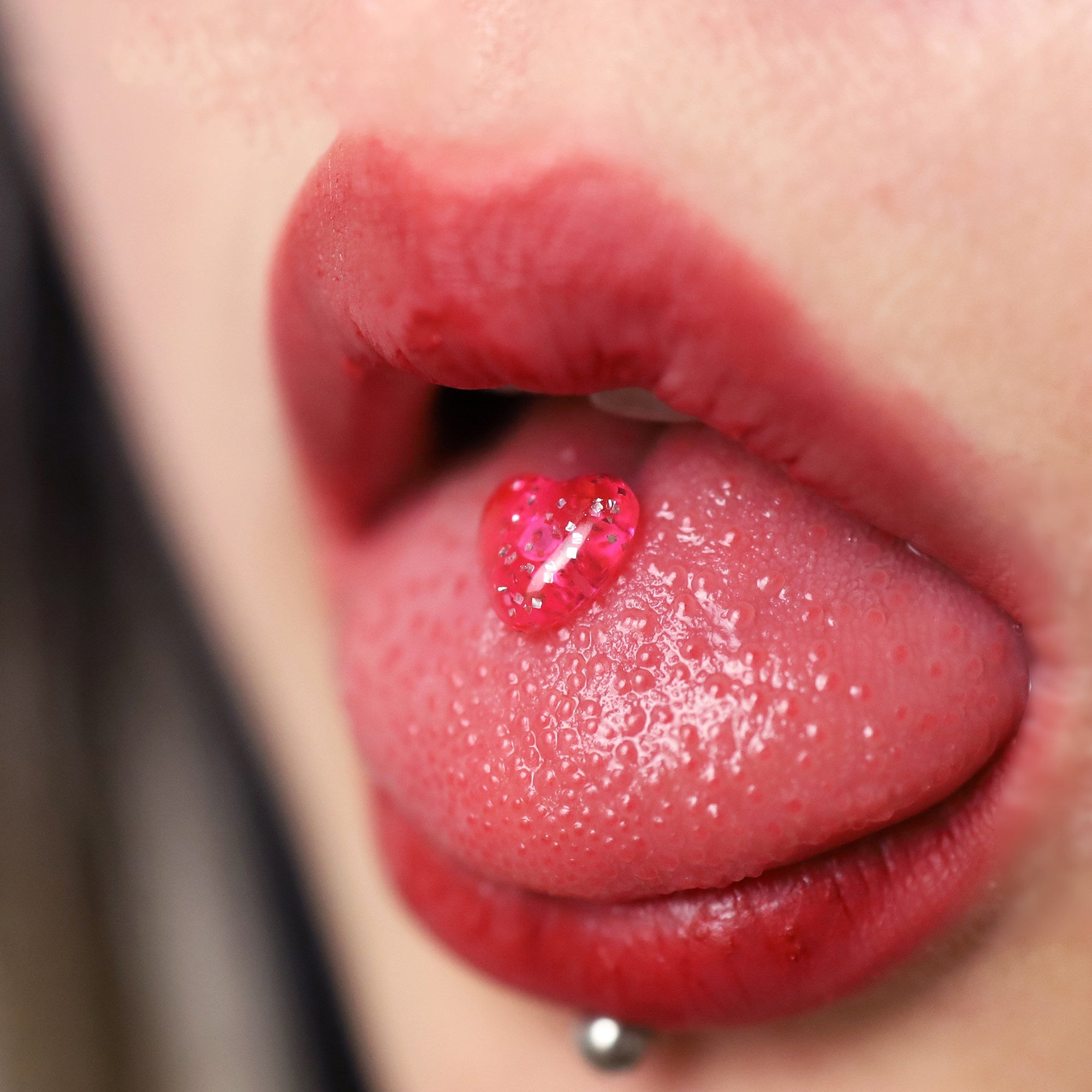 Y2K Candy Color Heart Tongue Ring - Tooth-Friendly Acrylic Barbell