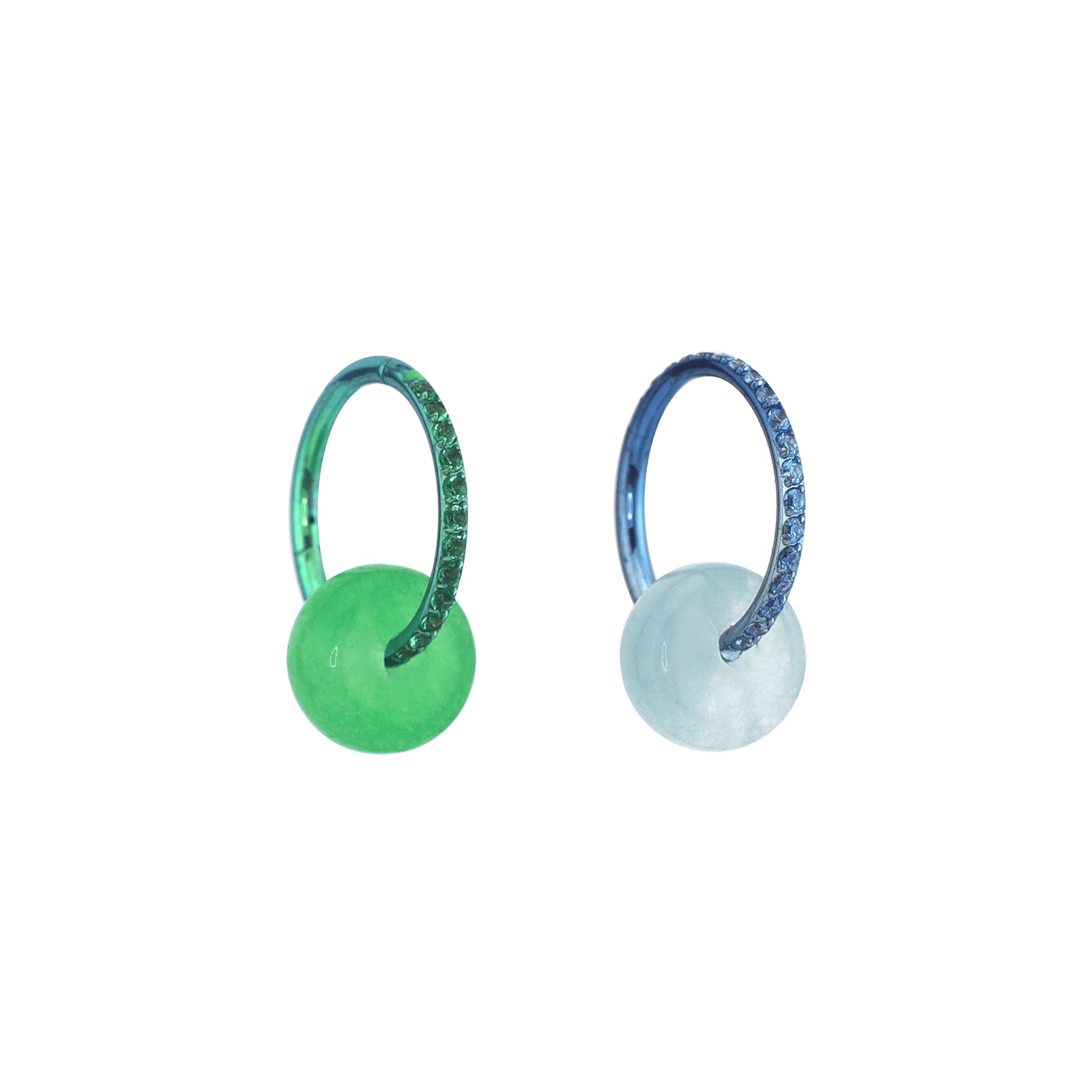 Eastern Aesthetics - Sky Blue Dangle Jade Titanium Earrings - Eastern Aesthetics - Sky Blue Dangle Jade Titanium Earrings - Set / 8mm by CRUXJEWELRY