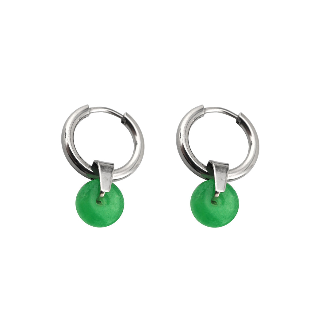Eastern Aesthetics - White & Green Pendant Jade Earrings - Eastern Aesthetics - White & Green Pendant Jade Earrings - Pair of Green by CRUXJEWELRY