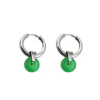 Eastern Aesthetics - White & Green Pendant Jade Earrings - Eastern Aesthetics - White & Green Pendant Jade Earrings - Pair of Green by CRUXJEWELRY