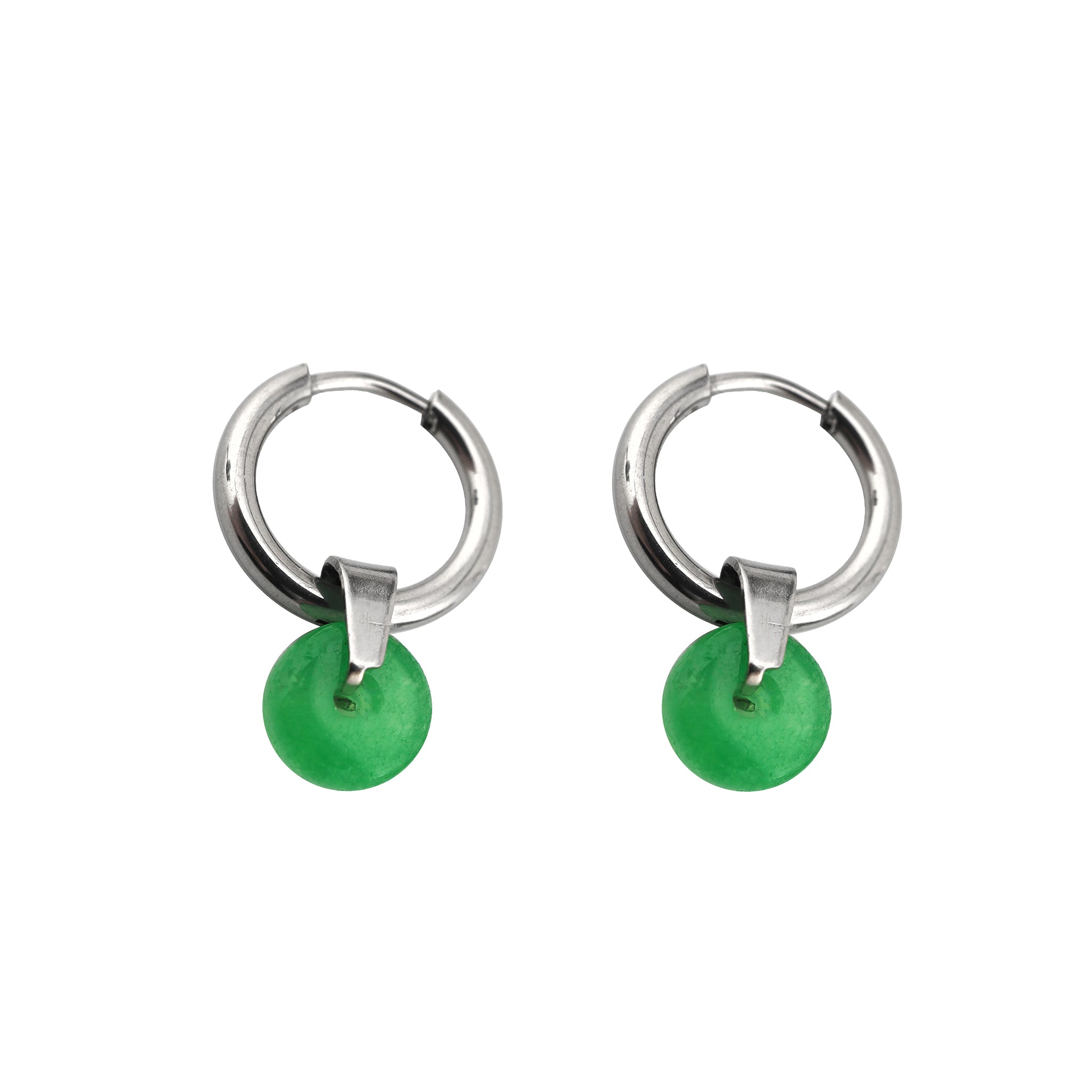 Eastern Aesthetics - White & Green Pendant Jade Earrings - Eastern Aesthetics - White & Green Pendant Jade Earrings - Pair of Green by CRUXJEWELRY