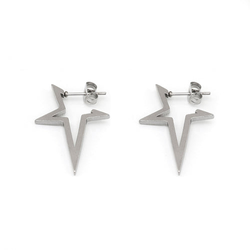 Black & White Large Pentagram Stainless Steel Ear Studs - product image 2