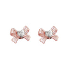 Heart CZ Pink Bow Internally Threaded Stainless Steel Studs - Heart CZ Pink Bow Internally Threaded Stainless Steel Studs - Single / 6mm by CRUXJEWELRY