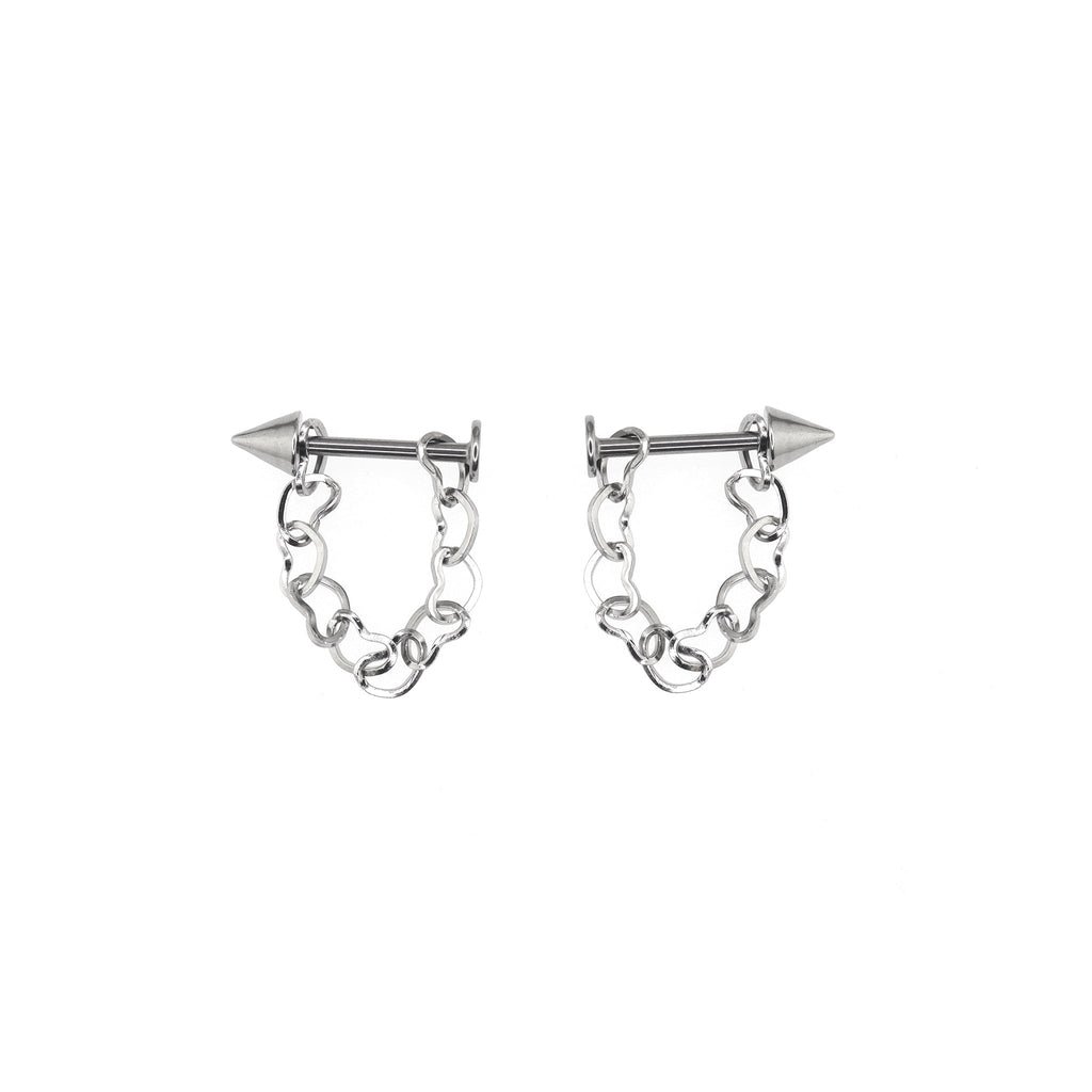 Heart Chain Spike stainless steel Lip Stud - Heart Chain Spike stainless steel Lip Stud - Spike / 6mm by CRUXJEWELRY