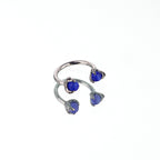 Colorful Dragon Claw CZ Stainless Steel Horseshoe Ring - Colorful Dragon Claw CZ Stainless Steel Horseshoe Ring - Sapphire Blue / 8mm by CRUXJEWELRY