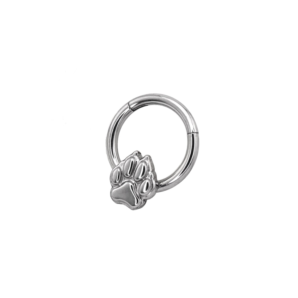 Cute Cat Paw Titanium Segment Hoop - Cute Cat Paw Titanium Segment Hoop - Sliver by CRUXJEWELRY