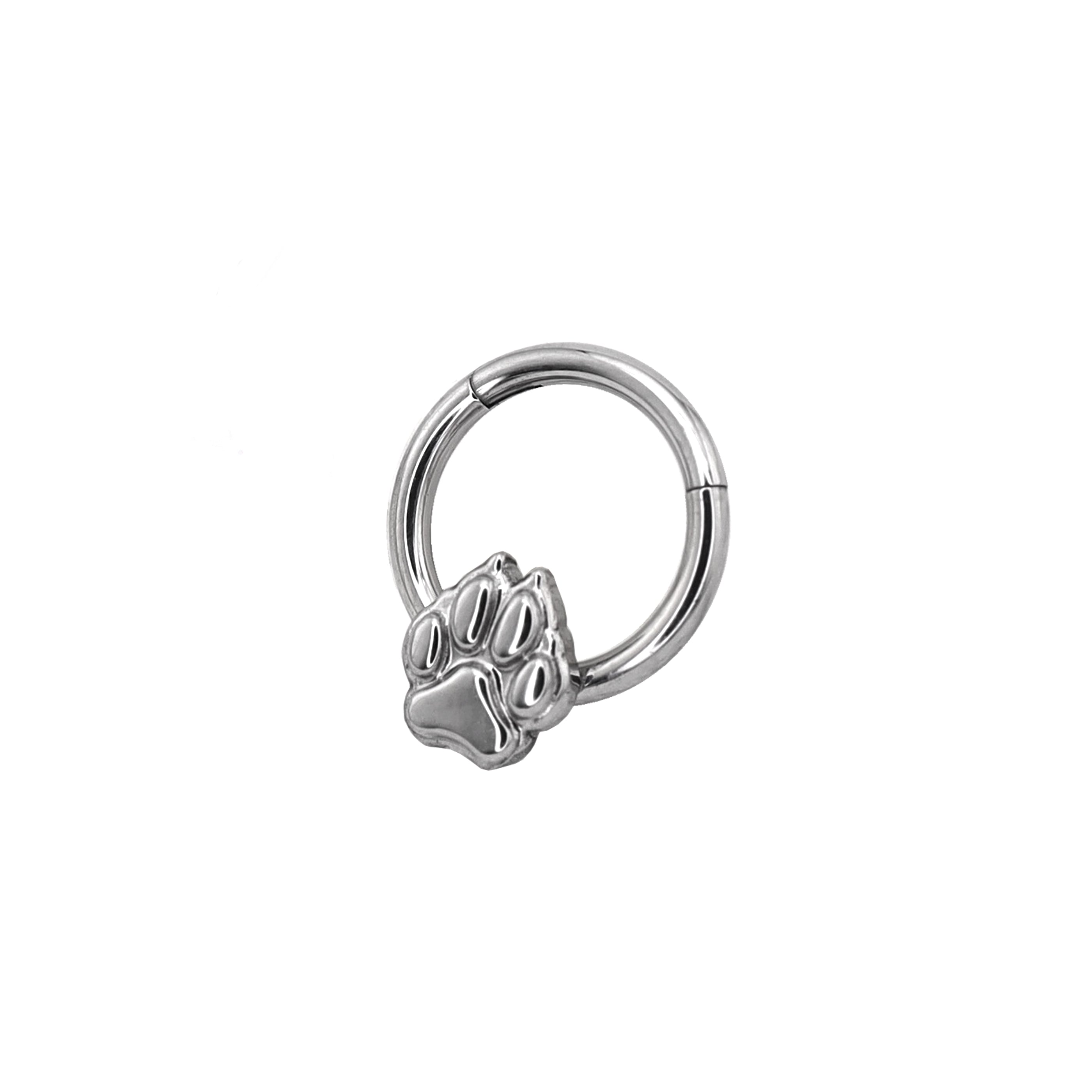 Cute Cat Paw Titanium Segment Hoop - Cute Cat Paw Titanium Segment Hoop - Sliver by CRUXJEWELRY