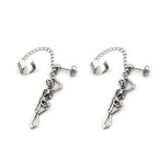 Openwork Skull Chain Dangle Stainless steel Earrings - Openwork Skull Chain Dangle Stainless steel Earrings - Set by CRUXJEWELRY