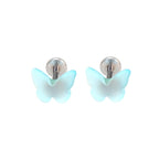 Colorful Resin Butterfly Internally Threaded Stud - Colorful Resin Butterfly Internally Threaded Stud - Blue / Set / 6mm by CRUXJEWELRY